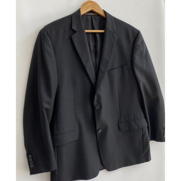 TASSO ELBA Black Single Breast Suit Jacket Blazer Wool/Cashmere Size 46R 39W - Picture 2 of 5